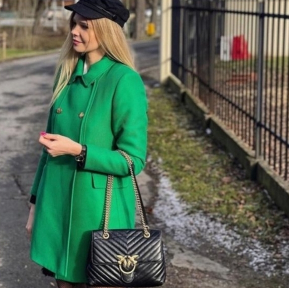 ZARA BUTTONED TAILORED COAT GREEN COLOR Bloggers favorite - Picture 5 of 16
